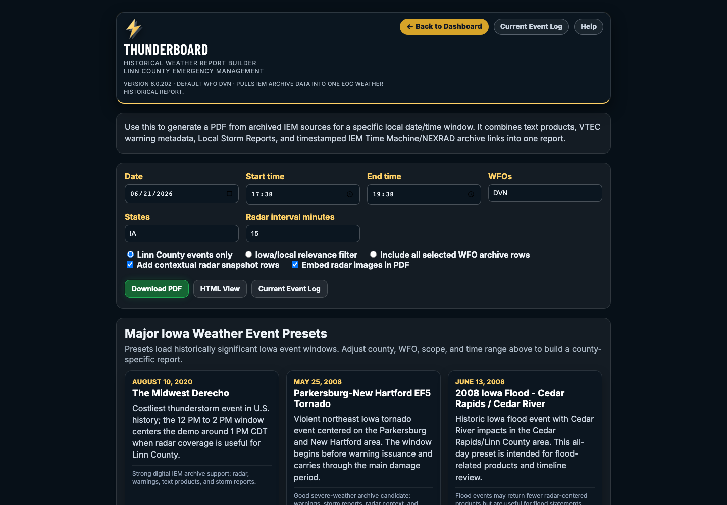 Historical Weather Report Builder
